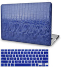 KECC Compatible with MacBook Pro 13 inch Case 2020-2025, 2016-2019 Release M2 M1 A2338 A2289 A2251 A2159 A1989 A1706 A1708 Italian Leather Hard Shell + Keyboard Cover, Navy Crocodile Leather