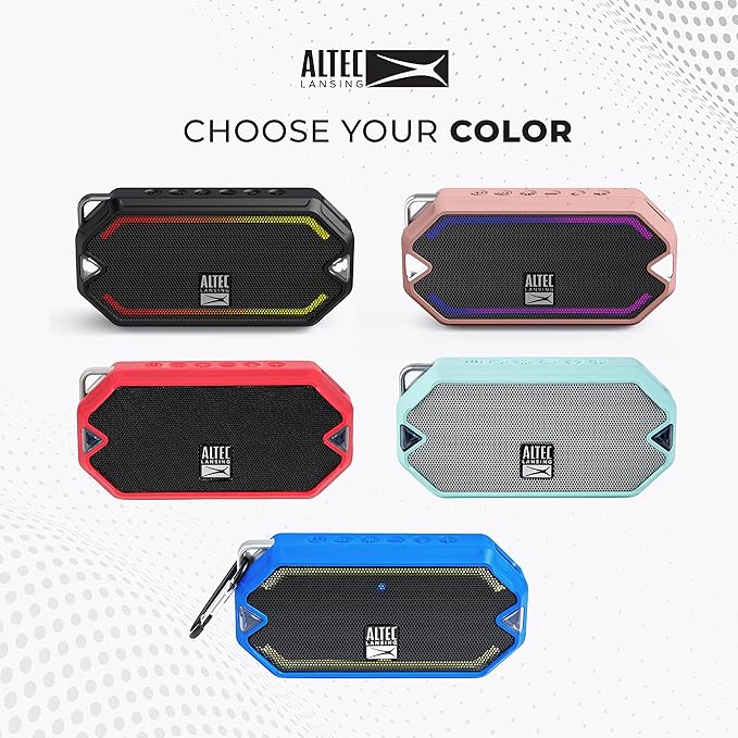 Altec Lansing - HydraMini Wireless Bluetooth Speaker, IP67 Waterproof USB C Rechargeable Battery with 6 Hours Playtime, Compact, Shockproof, Snowproof, Everything Proof (Mint Green)