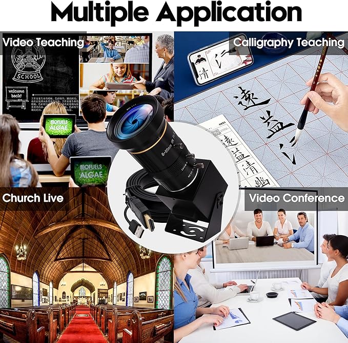 HDMI USB Webcam 4K Camera Simultaneous Output Video Conference 10X Optical Zoom Lens Close up Computer Web Cam for Webcast Industrial Inspection Education Training Camera