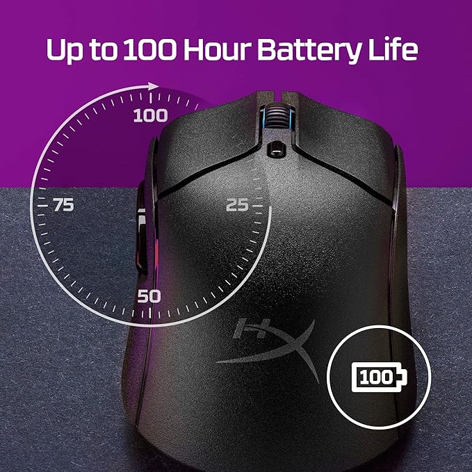 HyperX Pulsefire Haste 2 – Wireless Gaming Mouse- Ultra Lightweight, 61g, 100 Hour Battery Life, Dual Wireless Connectivity, Precision Sensor - Black