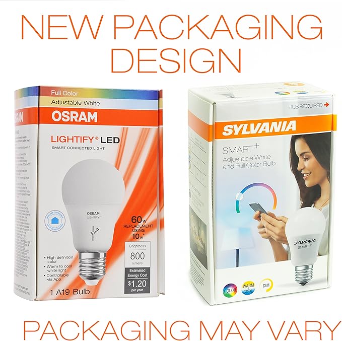 Sylvania Smart+ ZigBee Bulb, Color Changing and Dimmable A19 LED Bulb,60 Watt Equivalent, Works with SmartThings, Wink, and Amazon Echo Plus