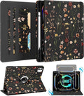 Kidcube for iPad Pro 13 Inch Case M4 2024 - Women Girls Cute Rotating Stand Folio Cover with Pencil Holder & Card Slot Flowers Floral Unique Design for iPad Pro 13 Inch Case 2024 (A2925 A2926 A3007)