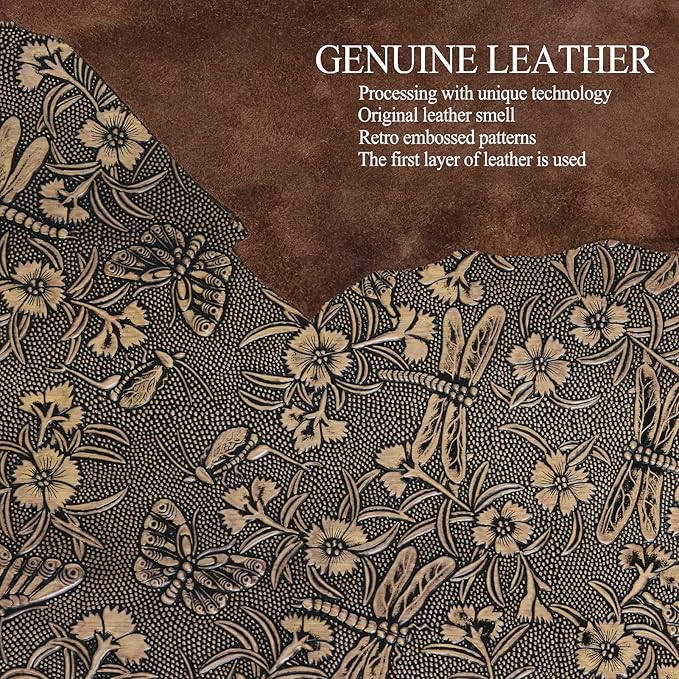 Gexmil Genuine Leather Case for iPad mini 7 (A17 Pro) 2024,iPad mini 6 Generation 8.3 Inch Case 2021, Anti Fingerprint/Slip,Cowhide Folio Cover Auto Sleep/Wake with Adjustable Stand,Butterfly Pattern