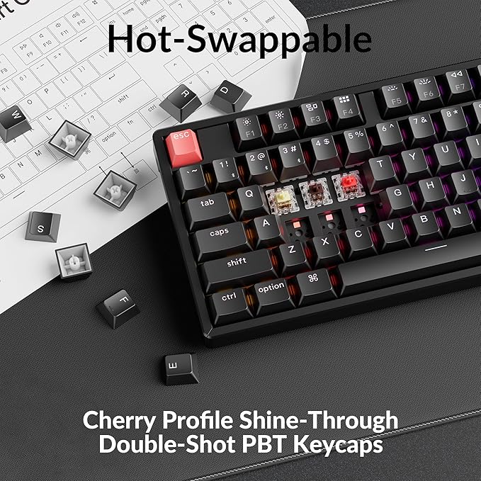 Keychron K10 QMK Bluetooth Wireless/Wired Mechanical Keyboard, Full-Size Layout Hot-Swappable Gaming Keyboard with Keychron Super Banana Switch, RGB Backlit, Aluminum Frame for Mac/Windows-Version 2