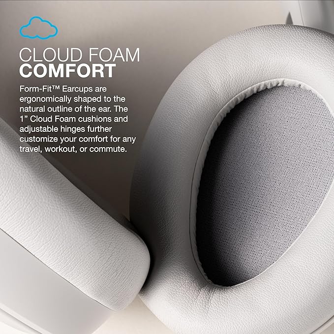 JLab JBuds Lux ANC, Over Ear Headphones, Active Noise Cancelling, Bluetooth, Cloud White