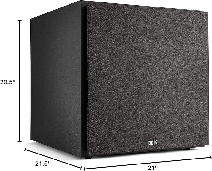 Polk Monitor XT12 Powered Sub - 12" Balanced Woofer & 100W Class A/B Amplifier, Low-Resonance MDF Cabinet & Removable Grille, Dolby Atmos & DTS:X Compatible, Home Theater Subwoofers, Midnight Black
