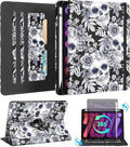Kidcube for iPad mini 7 Case A17 Pro 2024, for iPad mini 6th Generation Case 8.3 Inch - Women Girls Cute Rotating Stand Folio Cover with Pencil Holder & Card Slot Flowers Goth Skull Unique Cover