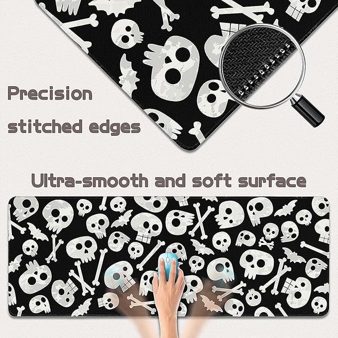 Gaming Mouse Pad - (31.5"×11.8") Skull Large Mouse Pads for Desk - Desk Mat for Keyboard and Mouse with Non-Slip Base, Desks Pad Matfor Game/Office & Home