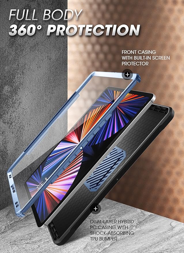 SUPCASE for iPad Pro 12.9 Inch Case 6th/5th/4th Generation 2022/2021/2020 (Unicorn Beetle Pro), [Built-in Screen Protector & Stand & Pen Holder] Full-Body Rugged Cover for iPad Pro 12.9 Inch, Tilt