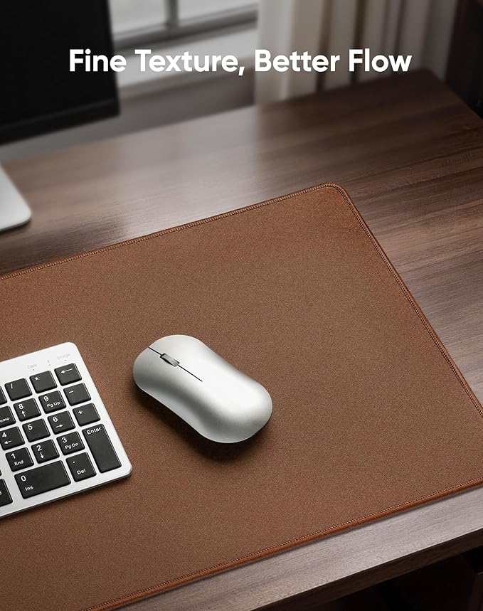 Reniteco Waterproof Large Gaming Mouse Pad with Durable Stitched Edges, Non-Slip Rubber Base, Grainy Jacquard Mouse Mat Desk Pad for Home Office Gaming, 35.4''x15.7''x0.12'', Matte Brown