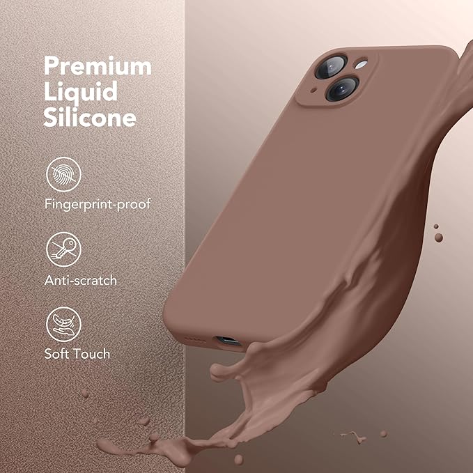 Magnetic for iPhone 14 Case, Compatible with MagSafe, [Full Camera Protection][Screen Protector] Silicone Shockproof Protective Phone Case for iPhone 14 6.1 inch, Brown
