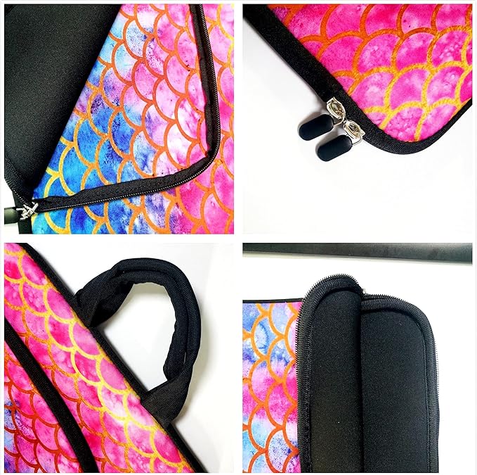 11 11.6 12 12.1 12.5 inches Laptop Sleeve Chromebook Case Ultrabook Case Notebook Sleeve PC Messenger Bag Tablet Case Neoprene Handle Sleeve for Women Men, Two Pockets(Mermaid Scale)