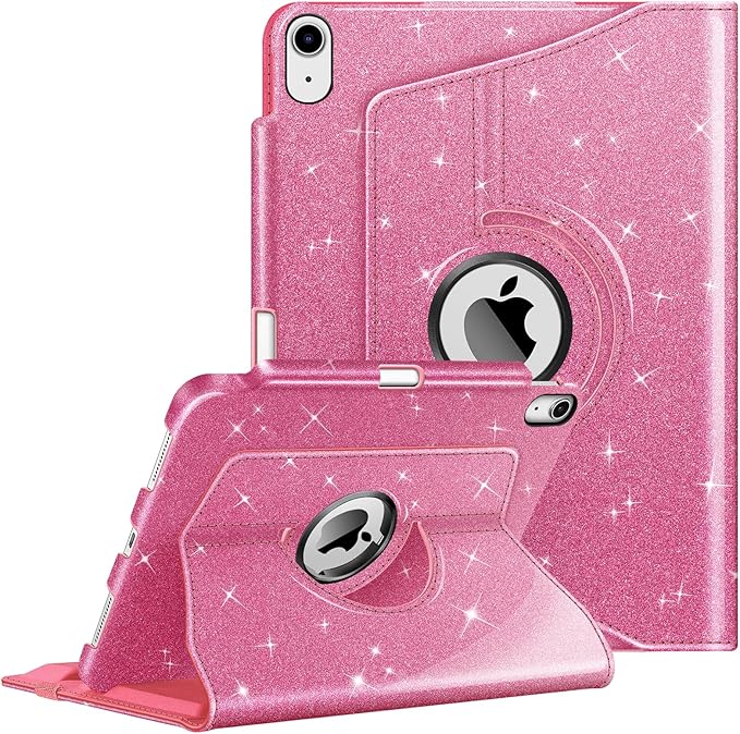 Fintie Rotating Case for iPad Air 11-inch M4/M3/M2 (2026/2025/2024), iPad Air 5th (2022) / 4th Generation 10.9 Inch - 360 Degree Rotating Protective Stand Cover with Pencil Holder, Glittering Pink