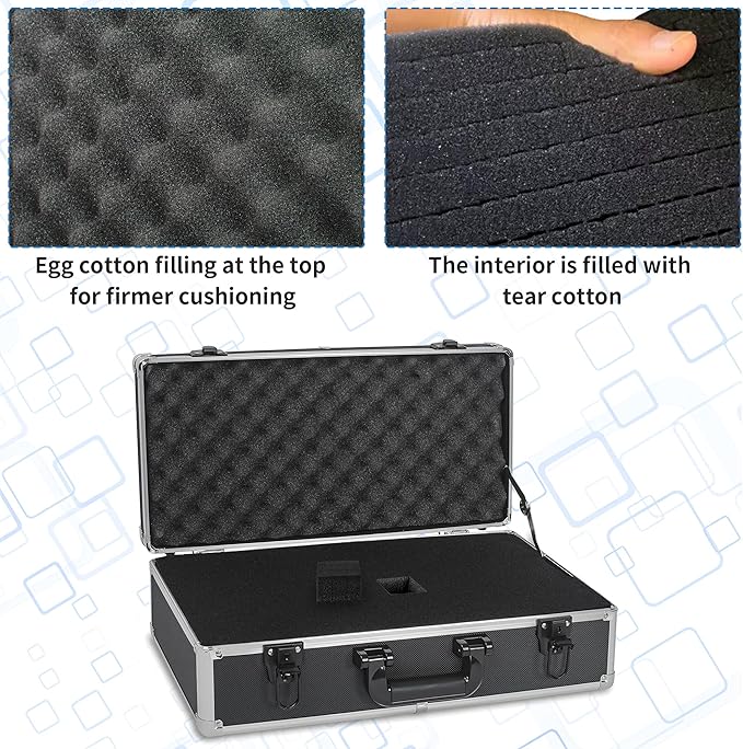 20 Inch Hard Carrying Case Ideal for Wireless Mic System Storage & Camera Gear Transportation, Aluminum Alloy Sturdy Build, Customizable Pre-Diced Foam, Black