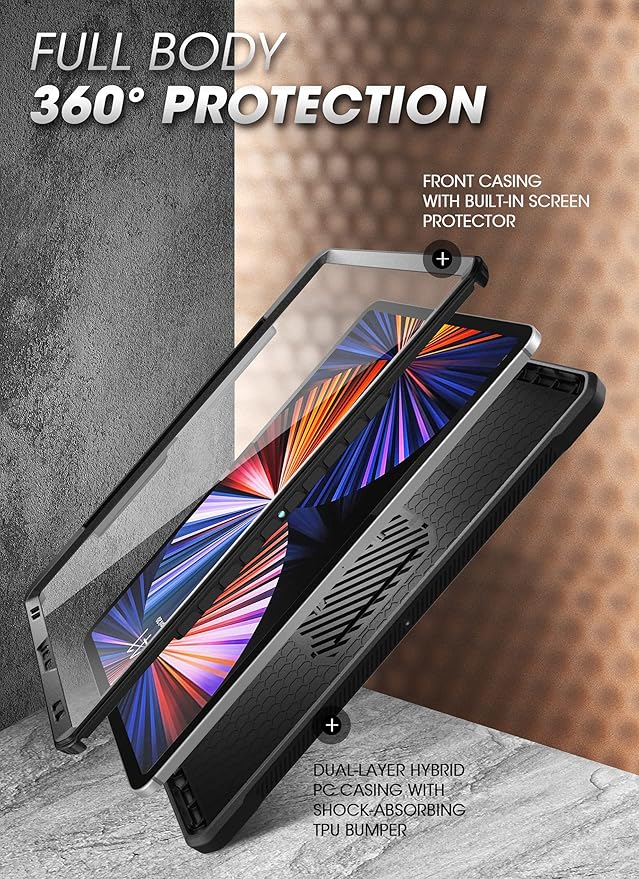 SUPCASE for iPad Pro 12.9 Inch Case 6th/5th/4th generation 2022/2021/2020 (Unicorn Beetle Pro), [Built-in Screen Protector & Stand & Pen Holder] Full-Body Rugged Cover for iPad Pro 12.9 Inch, Black