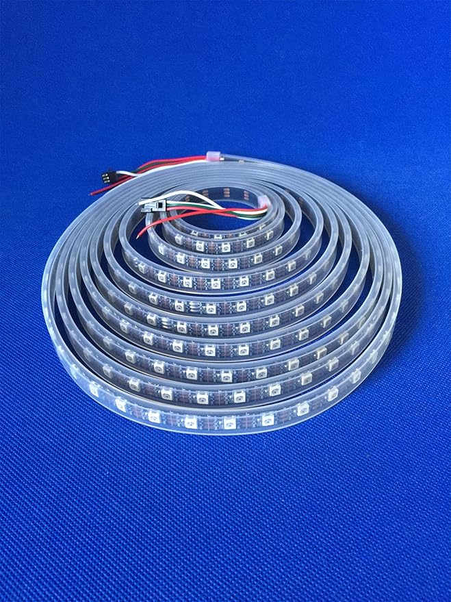 WS2812B LED Strip Individual Addressable Light 60Pixels/m SMD 5050 RGB Pixel Strip DC5V (16.4FT 300LEDS Waterproof IP67, Black PCB)