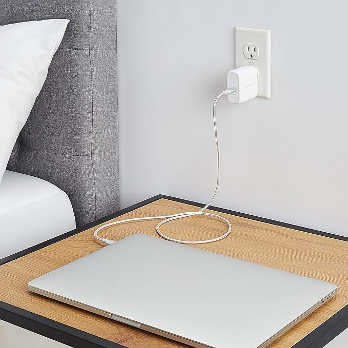 Amazon Basics 65W One-Port GaN USB-C Wall Charger with Power Delivery PD, Foldable Plug, Portable, Fast Charging for Laptops, Tablets & Phones, White