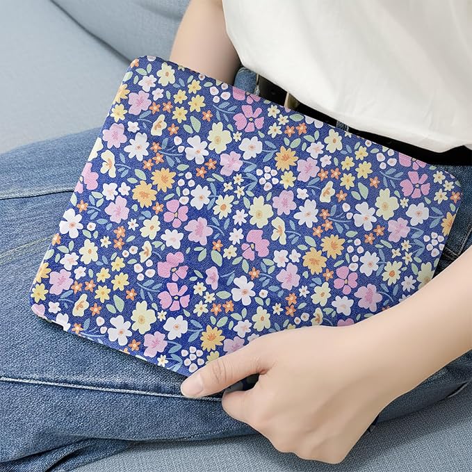 MrARTIST for iPad Air 11 Inch Case M3/M2 - Air 5th/4th Generation 10.9" Cute Women Girls Girly Kawaii Aesthetic Kawaii Design for Apple Air Tablet Cover with Pencil Holder, Blue Floral