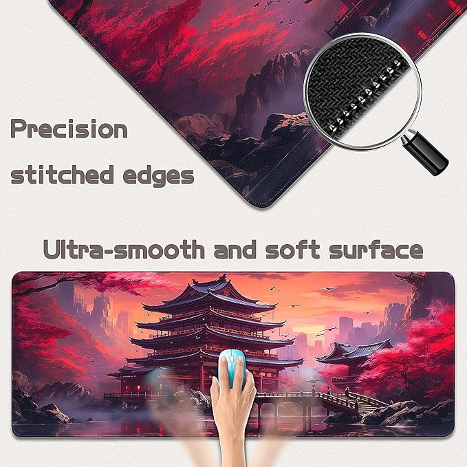 Gaming Mouse Pad - (31.5"×11.8") Japanese Anime Large Mouse Pads for Desk - Desk Mat for Keyboard and Mouse with Non-Slip Base, Desks Pad Matfor Game/Office & Home