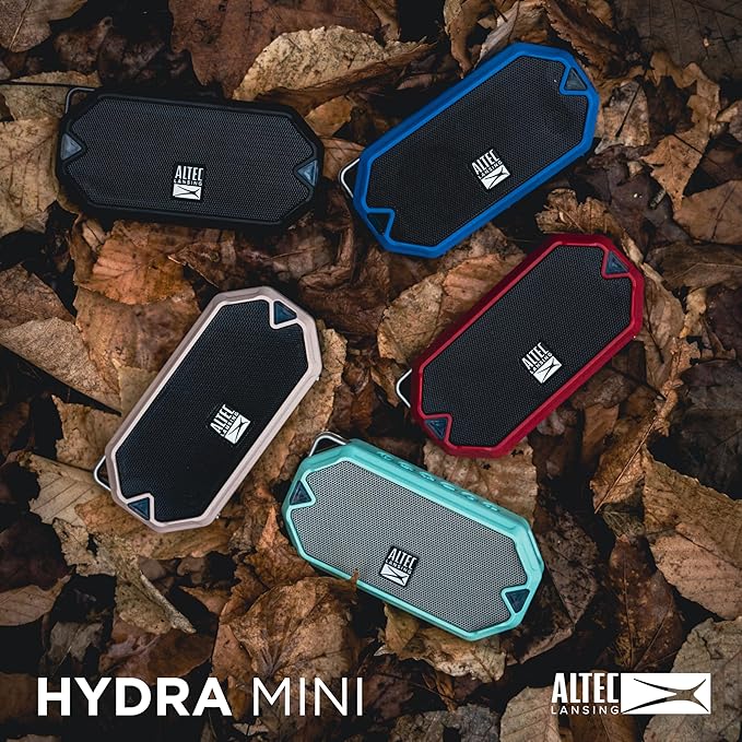 Altec Lansing - HydraMini Wireless Bluetooth Speaker, IP67 Waterproof USB C Rechargeable Battery with 6 Hours Playtime, Compact, Shockproof, Snowproof, Everything Proof (Royal Blue)