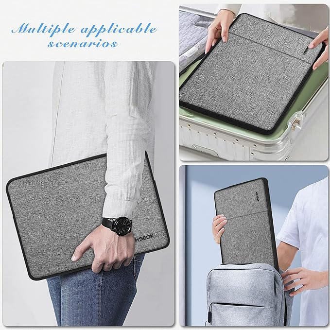 Hseok Laptop Sleeve 15.6 16 inch Case Compatible with MacBook Neo 16, MacBook Pro 16" M5/M4/M3/M2/M1, MacBook Air Pro 15", XPS 16, Most 15" 15.6" 16" Notebooks,Gray&Black