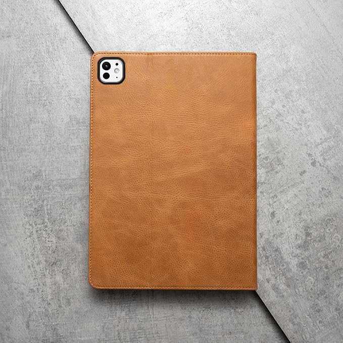 Porter Riley - Leather Case Compatible with iPad Pro 13" - M5 / M4 (2025/2024) Release. Premium Genuine Leather Stand/Cover/Flip Case (Tan)