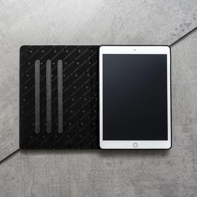 Porter Riley - Leather Case Compatible with iPad Pro 11" 5th Gen - M5 / M4 (2025/2024) Release. Premium Genuine Leather Stand/Cover/Flip Case (Pure Black)