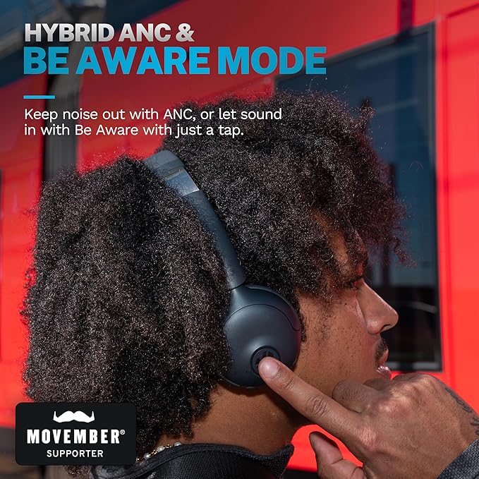 JLab, Go Lux ANC, On Ear Headphones, Active Noise Cancelling, Bluetooth, Multipoint Connection, Graphite