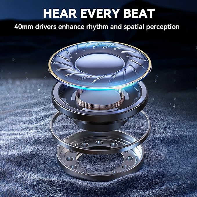 Pointcinco Hybrid Active Noise Cancelling Headphones, Over Ear Bluetooth 6.0 Wireless Headphones, 80H Playtime, Deep Bass, HiFi Stereo Sound, Lightweight Foldable for Travel, Home and Office(Black)