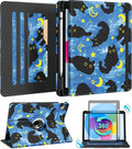 Kidcube for iPad 10th Generation Case 2022, for iPad (A16) Case 11th Generation 2025 - for Women Girls Cute Rotating Stand Folio Cover with Pencil Holder & Card Slot Girly Cat Design Blue Teen Cases
