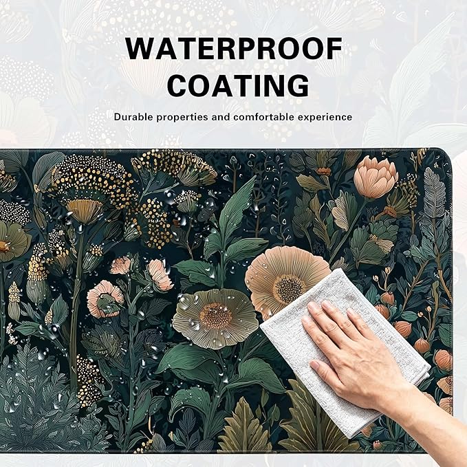 Desk Cover Mat, Cute XXL Large Mouse Pad, Computer Laptop Mat Desk Decor for Office Game Home 31.5 X 15.7 Inch (Black Weeds)