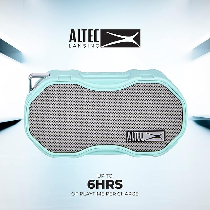Altec Lansing - Baby Boom Waterproof Bluetooth Speaker, Wireless & Portable for Travel & Outdoor Use, Deep Bass & Loud Sound, 1 Pack (Mint)
