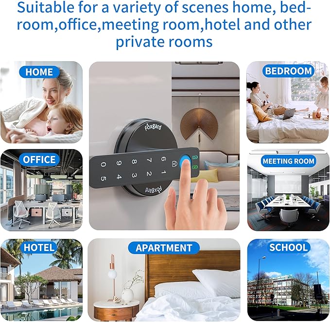 Foxgard Smart Fingerprint Door Lock, Biometric Door Lock, Electronic Door Knob with Keypad,Smart Door Knob with 100 Fingerprints, 50 Codes for Home,Bedroom, Office(Round)