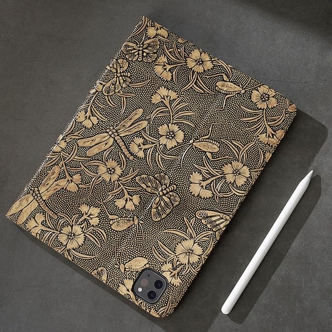 Gexmil Genuine Leather Case for iPad Pro 11 Inch 4/3/2/1st Gen 2022/2021/2020/2018,Smart Folio with Pencil Holder,Protective Shockproof Real Leather Cover,Auto Sleep/Wake,Butterfly Pattern
