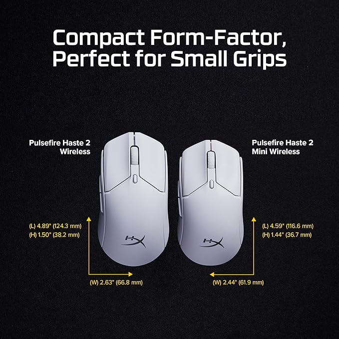 HyperX Pulsefire Haste 2 Mini – Wireless Gaming Mouse for PC Compact Lightweight Bluetooth 2.4GHz Black