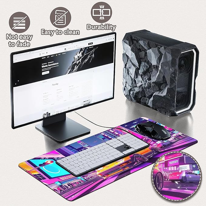 Gaming Mouse Pad - (31.5"×11.8") Sports Car Large Mouse Pads for Desk - Desk Mat for Keyboard and Mouse with Non-Slip Base, Desks Pad Matfor Game/Office & Home
