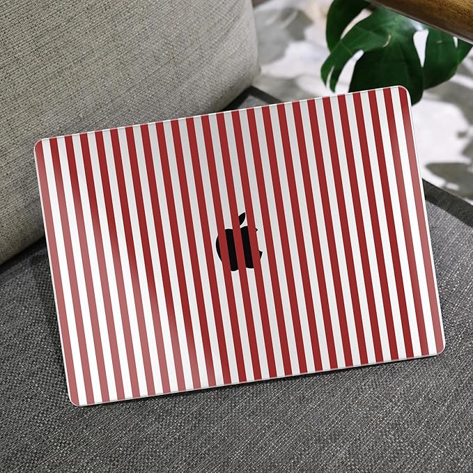 MEEgoodo Case for M5/M4/M3/M2 MacBook Air 15 inch Case 2026 2025 2024 2023, Laptop Shell Fit Model (A3448/A3241/A3114/A2941) for MacBook Air 15.3-inch, Red Stripes