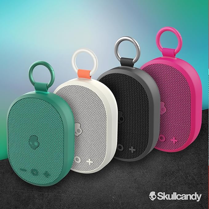 Skullcandy Kilo Wireless Bluetooth Speaker - IPX7 Waterproof Mini Bluetooth Speaker with 24 Hour Battery, Downward Firing Passive Radiator, and True Wireless Pairing - Perfect for Outdoor (Bone)