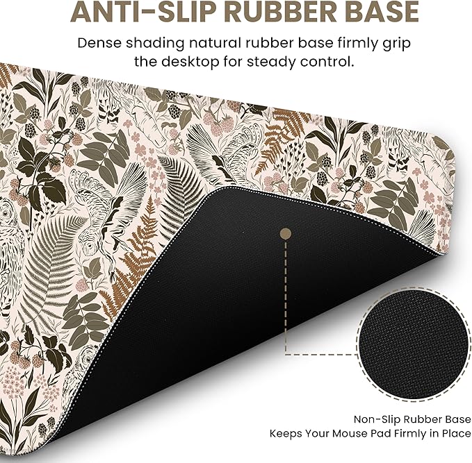 Large Mouse Pad for Desktop, Cute Desk Mat Pad Protector for Work & Gaming, Aesthetic Pretty Anti-Slip Laptop Blotter Cover for Office School Home Supplies, Magical Forest, 31.5" x 11.8"