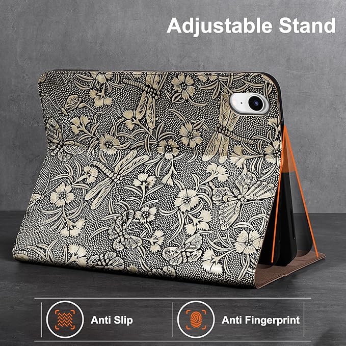 Gexmil Premium Leather Case for iPad mini 7 (A17 Pro) 2024 / iPad mini 6 Generation 2021 8.3 Inch,Pencil Holder, Magnetic Closure,Shockproof Cowhide Cover,Adjustable Stand,Butterfly Grey