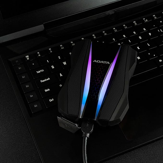ADATA HD770G 1TB RGB USB 3.2 IP68 Waterproof Dropproof Dustproof External Portable HDD Black (AHD770G-1TU32G1-CBK)