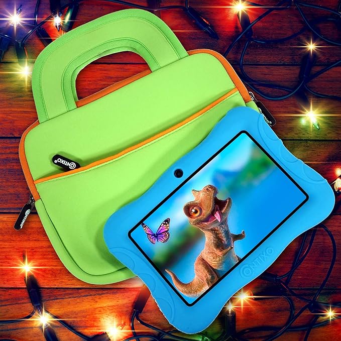Contixo 10" Tablet Sleeve Bag - Compatible with Contixo K102 & K103 10-Inch Kids Tablets, Shockproof & Water-Resistant Protective Carrying Case with Accessory Pocket (Green)