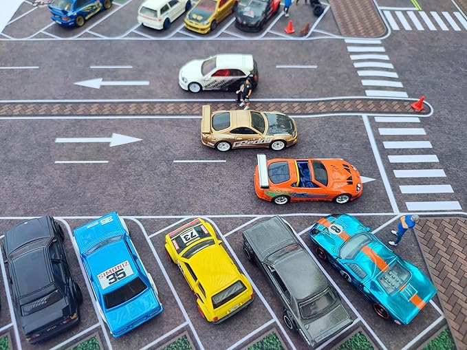 XXL 1/64 Scale Parking Lot Mouse Pad 90x40cm Non-Slip Rollable Desk Mat | Large Diorama Playmat for Hot Wheels, Matchbox, Mini GT, Tarmac, Inno64 and Diecast Car Collectors, Kids and Gamers