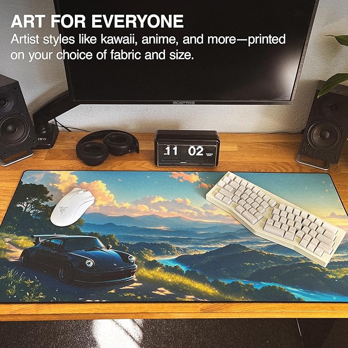 MPCO. Original Large Gaming Desk Mat – 36" x 17" Aeroglyde Manga Motors Porsche-Blue Full Desk Mouse Pad for Smooth Precision – Non-Slip, Washable Extra-Large PC Mouse Pad for Gaming Sessions
