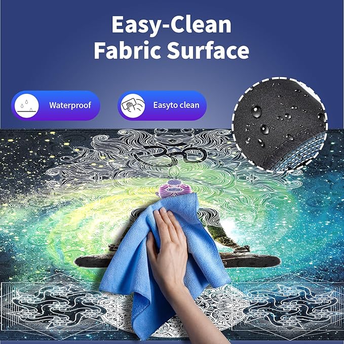 Extra Large Gaming & Office Mouse Pad (31.5" x 11.8") – Yoga Mandala Design Zen Meditation Hippie Style with Sign Chakra Art, Premium Anti-Slip XXL Desk Mat with Durable Stitched Edges