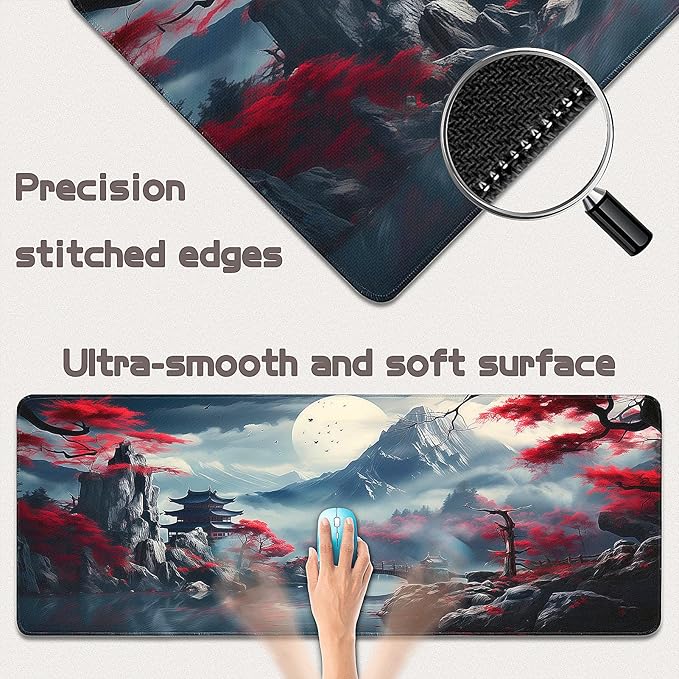 Gaming Mouse Pad - (31.5"×11.8") Japanese Anime Large Mouse Pads for Desk - Desk Mat for Keyboard and Mouse with Non-Slip Base, Desks Pad Matfor Game/Office & Home