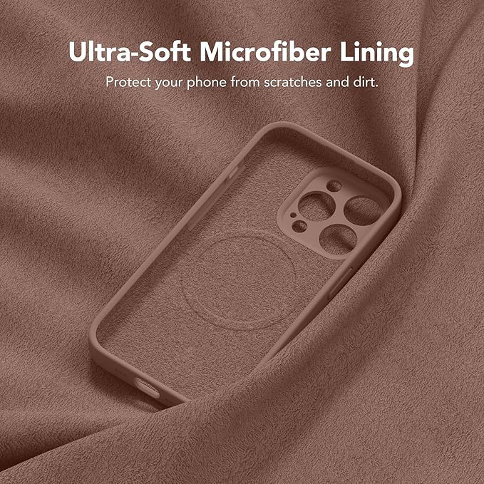 Magnetic for iPhone 14 Pro Case, Compatible with MagSafe, [Full Camera Protection][Screen Protector] Silicone Shockproof Protective Phone Case for iPhone 14 Pro 6.1", Brown