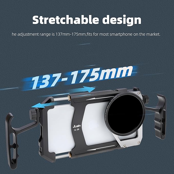 FocusFoto Universal Phone Cage with 67mm Filter Adapter, Aluminum Smartphone Video Rig Kit with Dual Handles, Handheld Filmmaking Vlogging Case Stabilizer for Videomaker