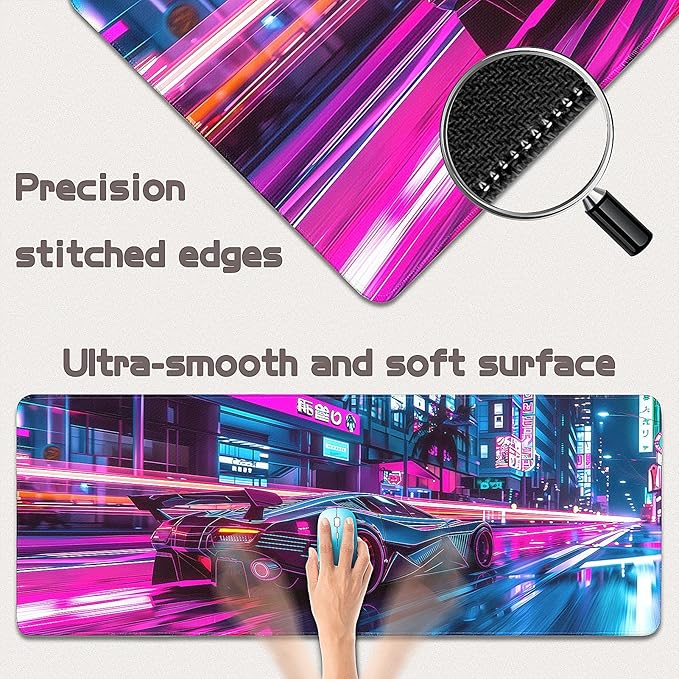 Gaming Mouse Pad - (31.5"×11.8") Sports Car Large Mouse Pads for Desk - Desk Mat for Keyboard and Mouse with Non-Slip Base, Desks Pad Matfor Game/Office & Home