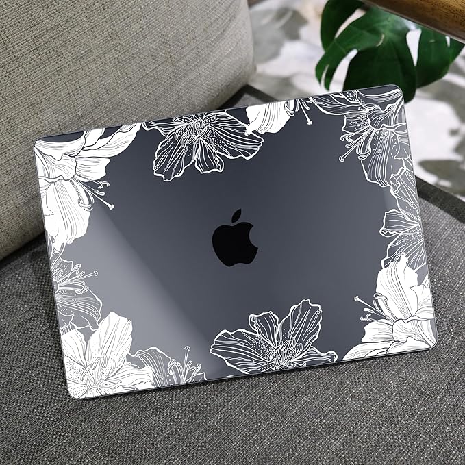 MEEgoodo Case for M5/M4/M3/M2 MacBook Air 15 inch Case 2026 2025 2024 2023, Laptop Shell Fit Model (A3448/A3241/A3114/A2941) for MacBook Air 15.3-inch, Lily Floral